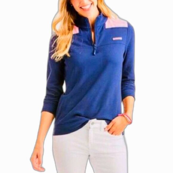 Vineyard Vines Pullover Zip Sweatshirt Navy Blue Sink Striped Womens Small Teen - Picture 1 of 6